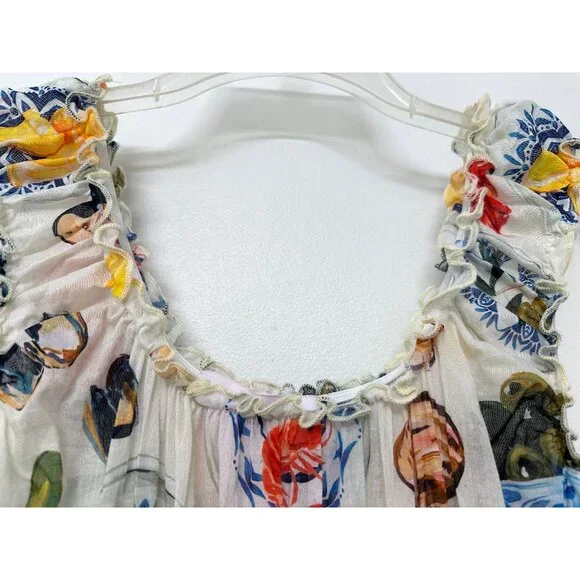 Lisa Says Gah Annie Food Print Maxi Dress Tapas Ivory Lemon Olive Fruit S - Picture 5 of 13